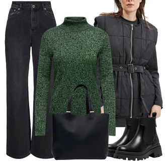 Outfit s ?erná/?edá/Hn?dá/Tmav? ?edá/Fialová Vest Pro?itý Prslu?enství/Dlouhá Vest/Krátká Vest/Puffer Vest Only "Pohodlné zimní outfity"