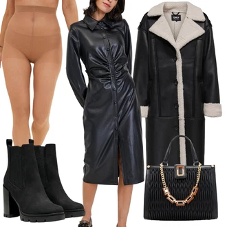 Rave Outfit s Černá Kozačka Kožená bunda/Bota na platformě/Kotníková Bota s Podšívkou/Kotníková Bota Na Podpatku/Chelsea Boty/Letní kotníková Kozačka/Zimní kotníková bota/Kožená kotníková bota/Bota na Platformě Only "Pohodlné zimní outfity"Look: Bar, Rave