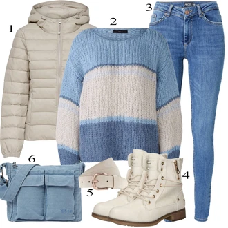 Denim outfits mit Modra/Svetlo modra Ozke Kavbojke/Push up Kavbojke/Usnjene Čevlje/Kavbojke z Razporkom/Usnjena Jakna/Kavbojke na Poteg/Zimska jakna/Kavbojka z Nizkim Pasom/Kavbojke Visokega Pasu Pieces "Obleka za prosti čas"