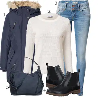 Denim outfits Zima mit Oranžna/Bela/Krem/Rdeča Fini Pleteni Pulover/Pulover Carmen/Osnovni Pulover/Volnen Pulover/Pulover iz Kašmirja/Preprost Pulover/Termo Pulover/Pleteni Pulover/Pulover z Okroglim Izrezom Vila "Obleka za prosti čas"