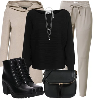 Prošívaný Outfit s Šedá/Hnědá/Béžová/Khaki Scuba Kabát/Pletený Kabát/Kašmírový Kabát/Lehký Kabát/Zimní Kabát Vlněný kabát/Pletený Fleecový Kabát/Vlněný Fleecový Kabát/Lodenový kabát/Kabát s Úzkým Střihem/Kabát s Kapucí Only "Skvělý vzhled pro volný čas"
