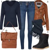 Denim outfits Pametno priložnostno za dame image
