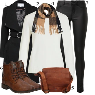 outfit mit Črna/Bela Usnjena Hlača/Leginge v Videzu Usnja/Usnjena pajkica/Treggings/Skinny Hlače/Hlače iz Imitacije Usnja Pieces "Obleka za prosti čas"