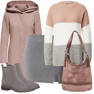 Outfit sa Pink/Ljubičasta/Smeđa Kaput s Kapuljačom/Kaput od Vunenog Flisa/Kaput od Kašmira/Pleteni Kaput/Vuneni Kaput/loden Kaput/Pleteni Flis Kaput Only "Trendi zimski outfit"