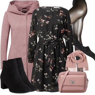S Kapuljačom Na Skidanje Outfit sa Pink/Crvena/Ljubičasta/Smeđa Pleteni Flis Kaput/Pleteni Kaput/Kaput od Vunenog Flisa/Zimski Kaput Vuneni kaput/loden kaput/Kaput od Flisa/Kaput s Kapuljačom Only "Moderna kombinacija za slobodno vrijeme"