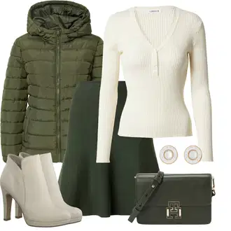 Outfit sa Tamnozelena/Zeleno Zimska Suknja/Vunena Suknja/Suknja A Kroja/Lepršava Suknja/Pletena Suknja/Moderne Suknja Only "Odličan look za slobodno vrijeme"