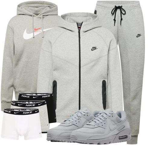 Kariert Grau/HellGrau SportHose/FleeceHose/Cargo-JoggingHose/TrainingsHose/Jogger Hose/JerseyHose/Herren Lederjacke Nike Sportswear kombinieren