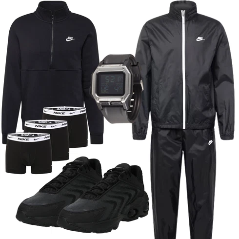 Schwarz/Dunkelgrau/Dunkelblau Trainingsanzug/Trainingsanzug/Jogginganzug/Hosenanzug Sportlich Elegant/Kostüm/Hosenanzug/Modern Hosenanzug Nike Sportswear kombinieren