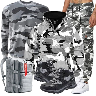Outfit mit Grau/Dunkelgrün Winterpullover/Feinstrickpullover/Kaschmir Pullover/Plüsch Pullover/Rundhals Pullover/Stillpullover/Einfacher Pullover/Thermo Pullover/Basic Pullover/Pullover Bedrucken/Damen Pullover/Women's Fleece Sweatshirts/Sport Sweatshirt ROCK-IT Apparel "Sportlich Outfit"