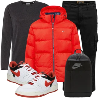 Outfit mit Schwarz/Khaki Cargohose/Cargo-Jogginghose/3/4 Hose/Boyfriend Hose/Twill Hose/Funktionshose Only & Sons "Sportlich Outfit"
