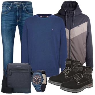 Stiefel Outfits mit Grau/Weiß Jeans MAC "Street Style Outfit"