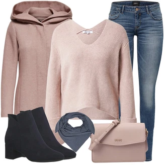 Outfit sa Pink/Ljubičasta/Smeđa Kaput s Kapuljačom/Kaput od Vunenog Flisa/Kaput od Kašmira/Pleteni Kaput/Vuneni Kaput/loden Kaput/Pleteni Flis Kaput Only "Moderan zimski outfit"