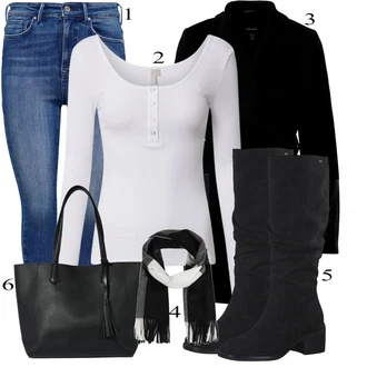 Black Outfits Z zadrgo na hrbtu mit Modra/Temno modra/Svetlo modra Jeans Pajkice/Jeggings Only "Zimski outfit"