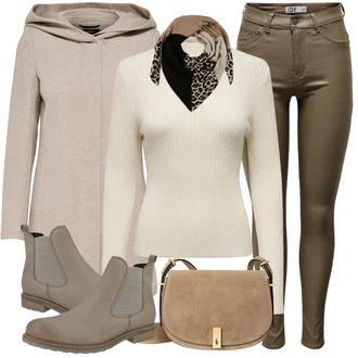 Prošívaný Outfit s Šedá/Hnědá/Béžová/Khaki Scuba Kabát/Pletený Kabát/Kašmírový Kabát/Lehký Kabát/Zimní Kabát Vlněný kabát/Pletený Fleecový Kabát/Vlněný Fleecový Kabát/Lodenový kabát/Kabát s Úzkým Střihem/Kabát s Kapucí Only "Zimní outfit pro volný čas"