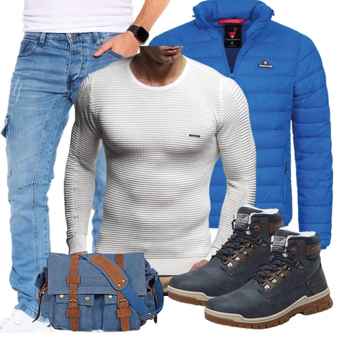 Fell Hellblau/Dunkelblau/Blau/Grau Klassischer Stiefel/Wasserdichter Outdoorschuh/Herren Lederschuhe/Sicherheitsschuh/Wasserfester Schuh/Wasserdichter Stiefel/TrekkingStiefel ARRIGO BELLO kombinieren