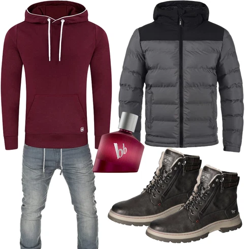Jeans Grau/Schwarz Windbreaker Jacke Indicode kombinieren