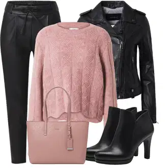Outfit s Černá/Šedá Motorkářské Bund/Kožené Bund Bunda z Umělé Kůže/Motorkářská bunda/Kožené Bund Oakwood "Pohodlné zimní outfity"