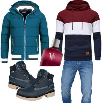 Outfit mit Blau/HellBlau/DunkelBlau Winter Sneaker/Trekkingstiefel/Gummistiefelette/Schnürstiefel/Lederjacke/Klassischer Stiefel/Winter Stiefelette/Wattierte Stiefel/Herren Lederschuhe/Wasserfester Schuh/Gefütterte Stiefelette/Sicherheitsschuh/Wasserdichter Stiefel Gaatpot "Winter Outfit"