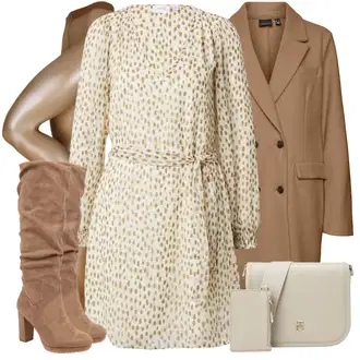 Outfit sa Smeđa/Bež Prijelazni Kaput/Kaban Kaput/Sako Kaput/Oversize Kaput/Vuneni Kaput/Kaput od Kašmira/Lagani Kaput/Zimski Kaput Vuneni kaput/Frak Kaput VERO MODA "Zimski outfit"