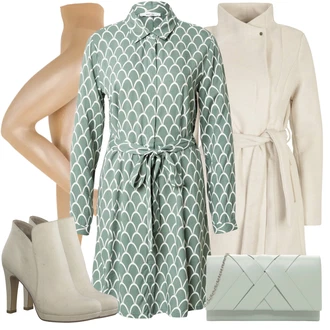 Outfit sa Bijela/Bež/Smeđa/Kaki Pleteni Flis Kaput/Lagani Kaput/Kaput od Kašmira/Pleteni Kaput/Kaput od Vunenog Flisa/Zimski Kaput Vuneni kaput/loden kaput VERO MODA "Zimski outfit"
