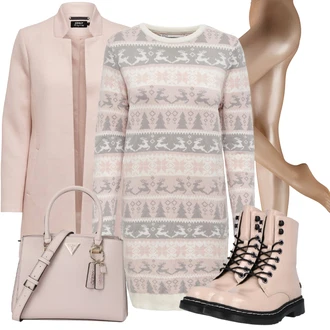 Outfit s Béžová/Růžová Šněrovací Kotníková Bota/Klasická kozačka/Bojová Bota/Motorkářská bota Dockers by Gerli "Trendový zimní vzhled"