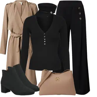Ljeto Outfit sa Crna/Žuta/Tamnoplava Palazzo Hlača/Hlače od muslina/Široka Hlača/Hlače Visokog Struka/Culotte Hlačice/Hlače s Prorezom/Marlene Hlača/Lanene Hlače/Tradicionalna Hlača Edited "Outfit za zimu"