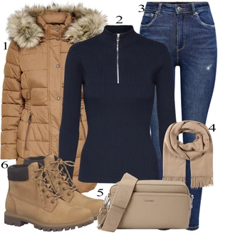 Denim outfits mit Temno modra/Modra Kavbojke z Razporkom/Usnjena Jakna/Usnjene Čevlje/Zimska jakna/Kavbojke na Poteg/Push up Kavbojke/Kavbojke Visokega Pasu/Kavbojke z Luknjo/Usnjene jakne/Ženske 7/8 Kavbojke/Gležnarji Only "Zimski outfit"