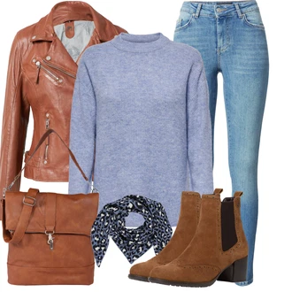 Outfit s Tmavě hnědá/Hnědá/Vínová Chelsea Boty/Kožená bunda/Letní kotníková kozačka/Kotníková Bota s Podšívkou/Vintage Kotníková Bota Tamaris "Stylový zimní outfity"