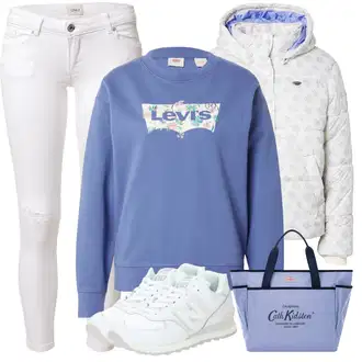 Outfit sa Ljubičaste boje/Svjetloplava/Smeđa/Ljubičasta Kožna jakna/Džemper Za Žene/Majica od flisa/Sportska majica levi's ® "Zimski outfit"