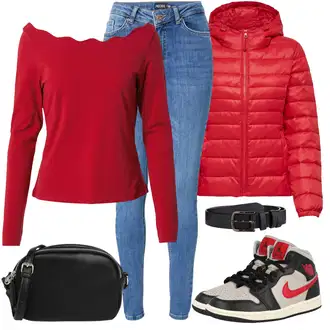 Kombinacije za zimu Midi sa Crvena Prošivena Jakna/Pernata Jakna/Održiva jakna/Ljetna pod-jakna/Donja Jakna/Zimska Jakna/Jakna za Pakiranje/Puferica Jakna/Jakna s Kapuljačom Only "Zimski outfit"