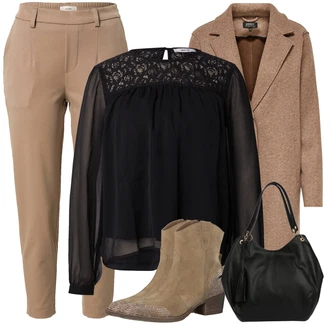 Outfit sa Smeđa/Bež/Siva Čizmica Kaubojska čizma/Kožna gležnjača/Podstavljena Gležnjača/ljetna gležnjača/Vintage Gležnjača/Western Gležnjača Tamaris "Zimski outfit"