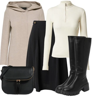 Prošívaný Outfit s Šedá/Hnědá/Béžová/Khaki Scuba Kabát/Pletený Kabát/Kašmírový Kabát/Lehký Kabát/Zimní Kabát Vlněný kabát/Pletený Fleecový Kabát/Vlněný Fleecový Kabát/Lodenový kabát/Kabát s Úzkým Střihem/Kabát s Kapucí Only "Pohodlné zimní outfity"