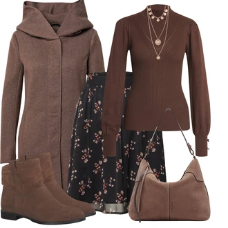 Cowgirl Outfit sa Smeđa/Tamnosmeđa Čizmica Ravna Gležnjača Tamaris "Trendi zimski outfit"Look: Prekrasan, Cowgirl, Vanjski, Pametno ležerno, Western, cool, Unisex