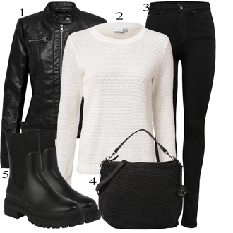 outfit mit Oranžna/Bela/Krem/Rdeča Fini Pleteni Pulover/Pulover Carmen/Osnovni Pulover/Volnen Pulover/Pulover iz Kašmirja/Preprost Pulover/Termo Pulover/Pleteni Pulover/Pulover z Okroglim Izrezom Vila "Zimski outfit"