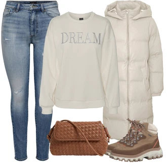 sníh Outfit s Hnědá/Béžová Trekingová Bota/Nepromokavá Bota/Vodotěsná outdoorová Bota Tamaris "Zimni look"