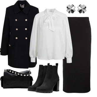 Outfity na zimu Dlouhé S Rozparkem s Šedá Pieces "Zimní look"