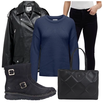 S řetízkem Outfit s Černá Kozačka Ovčí Kožešinová Bota/Zimní bota/Zimní kotníková bota/Kotníková Bota s Podšívkou/Kožená bunda/Zimní Kozačka z jehněčí kůže/Plochá Kotníková Bota/Gumová Kotníková Bota/Motorkářská bota/Nepromokavá Kozačka Rieker "Zimní look"