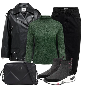 Oblečení se sukní s Černá/Zelená JdY "Zimní look"