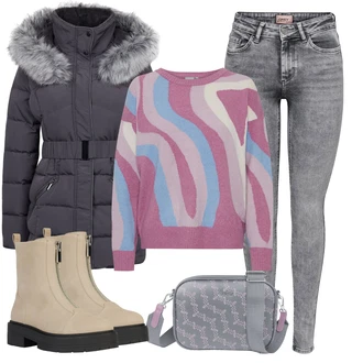 Outfit s Béžová Geox "Zimní look"