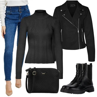 Outfity na zimu s Modrá/Tmavě modrá/Bílá orsay "Zimni look"