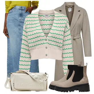 Outfity na zimu Pruhovaný s Šedá Only "Zimní look"