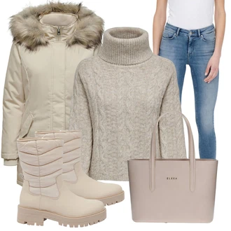 Zima Outfit s Béžová/Hnědá/Khaki Zimní Parka/Bundeswehr Parka/Parka Přechodová Bund Only "Zimní look"