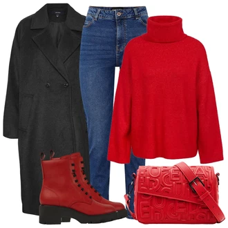 Outfity s "mom" džínami Zima s Bílá Džíny Regular Fit/Mom Jean/Slim Fit Džíny/Zimní bunda/High Waist Džínové Kalhoty/Push up Džín/Zužující se Džíny Pieces "Zimní look"