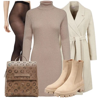 Outfit s Černá/Tmavě hnědá/Červená Vlněný punčocháč/Síťovaný punčocháč/Nylonová punčocha/Podpůrný punčocháč/Punčocháče Velká Velikost/Punčocháče Pieces "Zimní look"