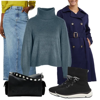Zima Outfit s Černá Dámská Ponožková Bota/Teniska Zimní Tenisky Guess "Zimní look"