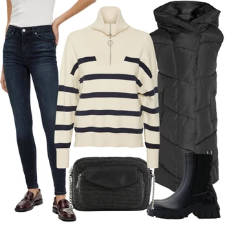 Outfity na zimu Bez rukávů Dlouhé s Šedá/Černá Noisy may "Zimní look"