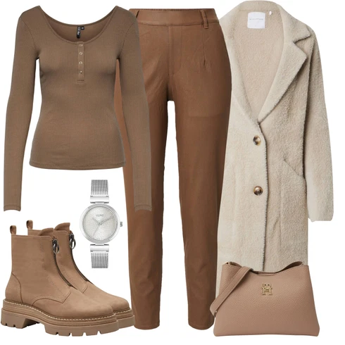 Kombinace Hnědá/Khaki/Béžová Skinny Kalhoty/Tregíny/Legíny Kožený Vzhled/Kalhoty z Umělé Kůže/Úzká Kalhoty/Kalhoty se Štěrbinou/Kalhoty s nášivkou uprostřed/Kožený legíny/Kožená Kalhoty Object