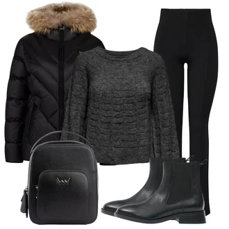 Outfit s Černá Geox "Zimní look"