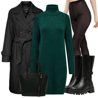 Outfit s Černá Punčocháče Podpůrný punčocháč/Punčocháče/Punčocháče Velká Velikost/Vlněný punčocháč/Zimní punčochy Pieces "Zimní look"