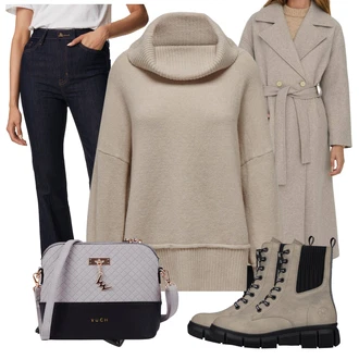 Outfity na zimu Elegantní s Tmavě modrá "Zimní look"Look: Styl, Skromné, Pracovní oděvy, Ležérní, Elegantní, S průsvitem, Nadrozměrné, Bezešvé, Příliš oblečený